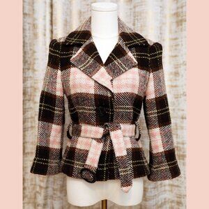 CAbi Brown and Pink Plaid "Kate" Style 730 Size 4